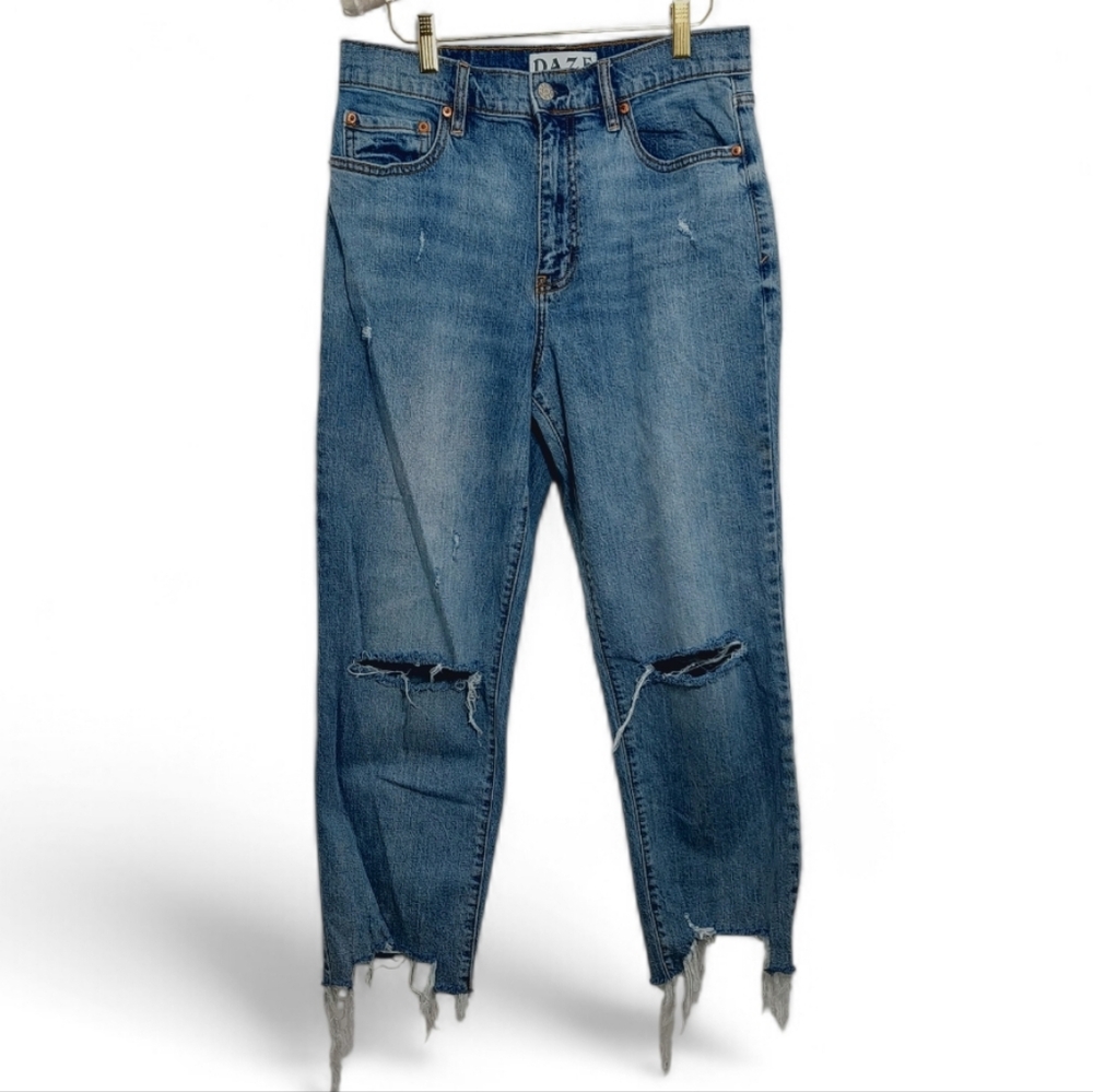 Daze Tough Love Women's Size 31 Jeans Distressed Demin Blue High Rise